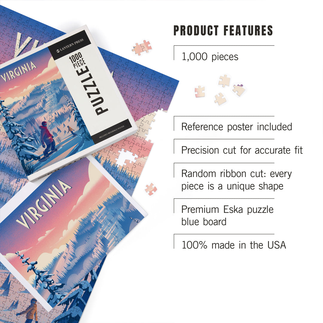 Virginia, Shred the Gnar, Snowboarding, Jigsaw Puzzle Puzzle Lantern Press