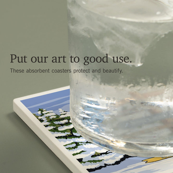 Virginia, Signpost, Ski and Snow, Coasters Coasters Lantern Press