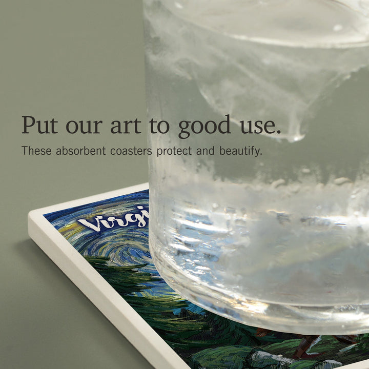 Virginia, Starry Night, Bigfoot, Coasters Coasters Lantern Press