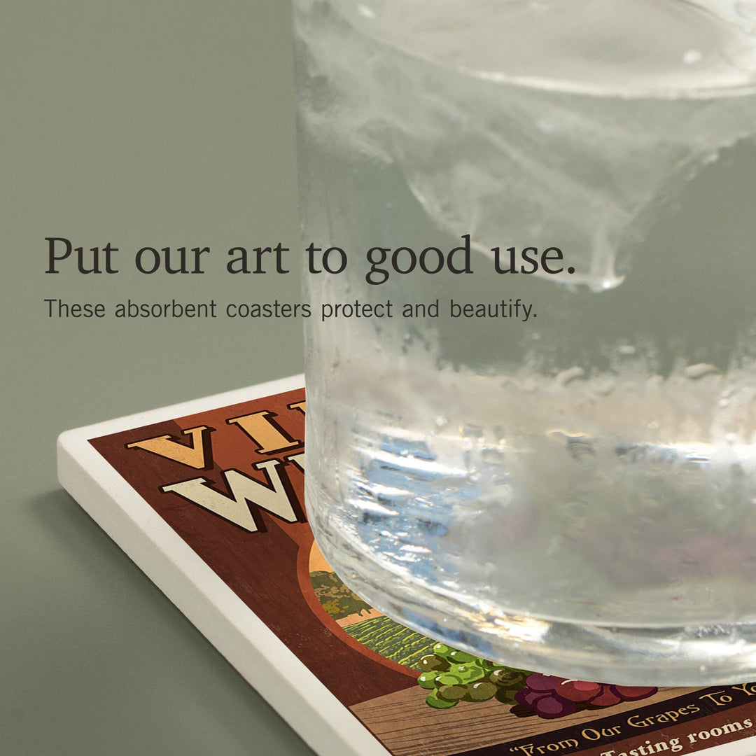 Virginia, Wine Vintage Sign, Coasters Coasters Lantern Press