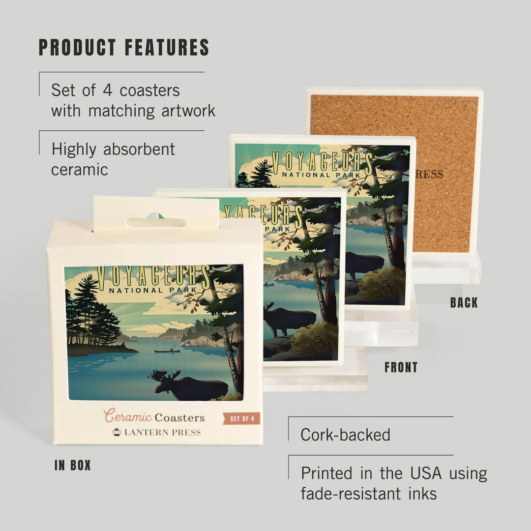 Voyageurs National Park, Minnesota, Lithograph, Coasters Coasters Lantern Press