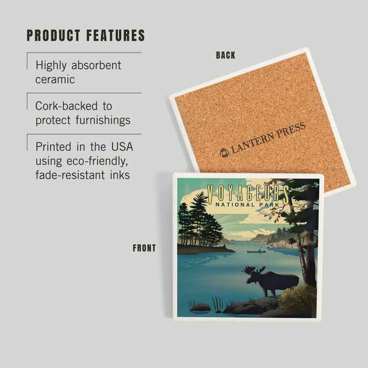 Voyageurs National Park, Minnesota, Lithograph, Coasters Coasters Lantern Press