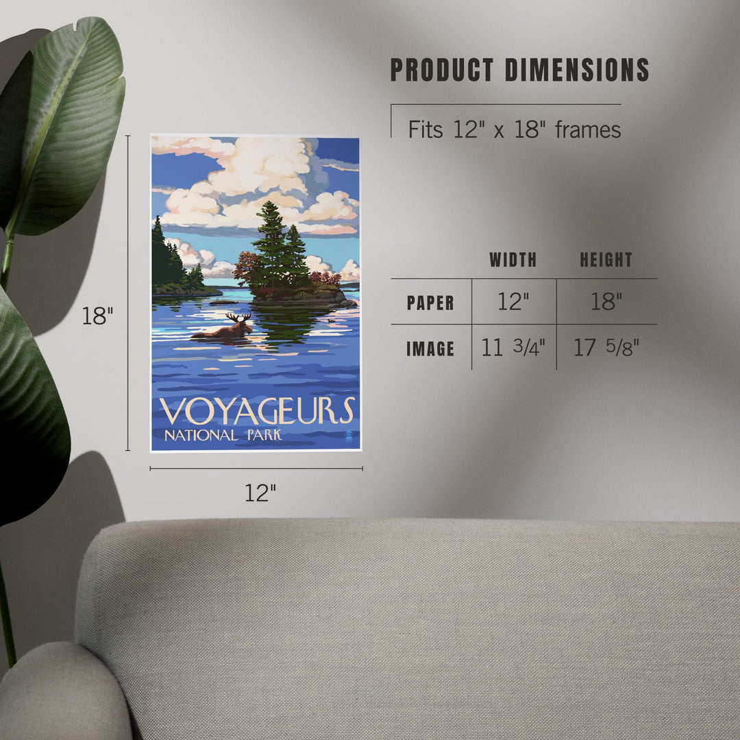 Voyageurs National Park, Minnesota, Moose Swimming, Art & Giclee Prints Art Lantern Press