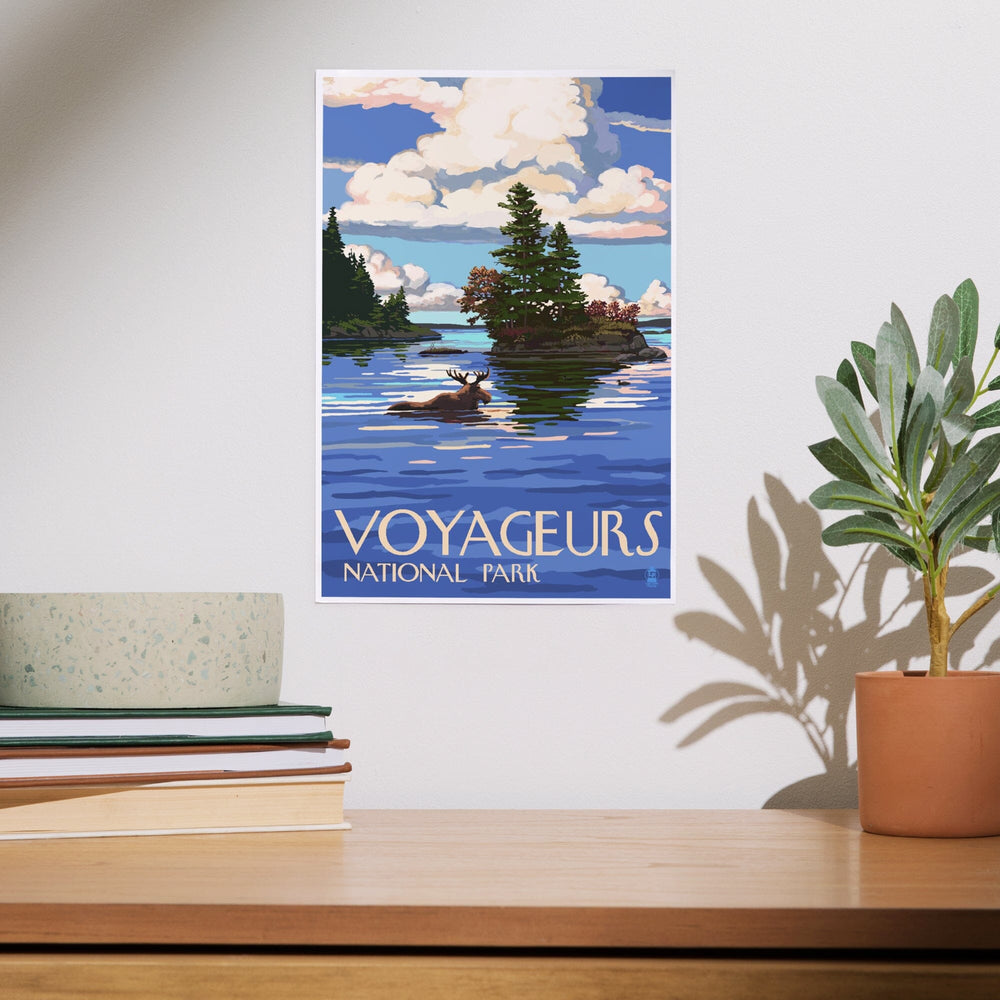 Voyageurs National Park, Minnesota, Moose Swimming, Art & Giclee Prints Art Lantern Press