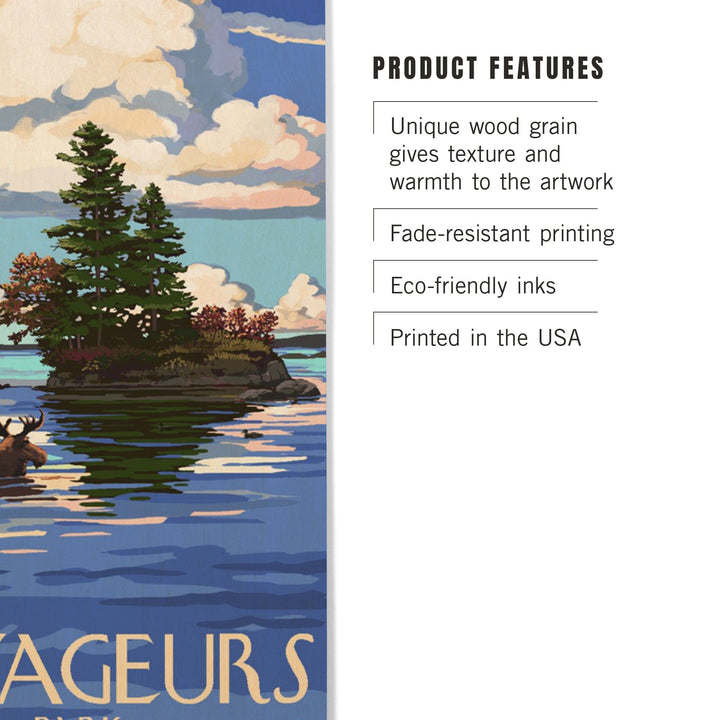 Voyageurs National Park, Minnesota, Moose Swimming, Lantern Press Artwork, Wood Signs and Postcards Wood Lantern Press