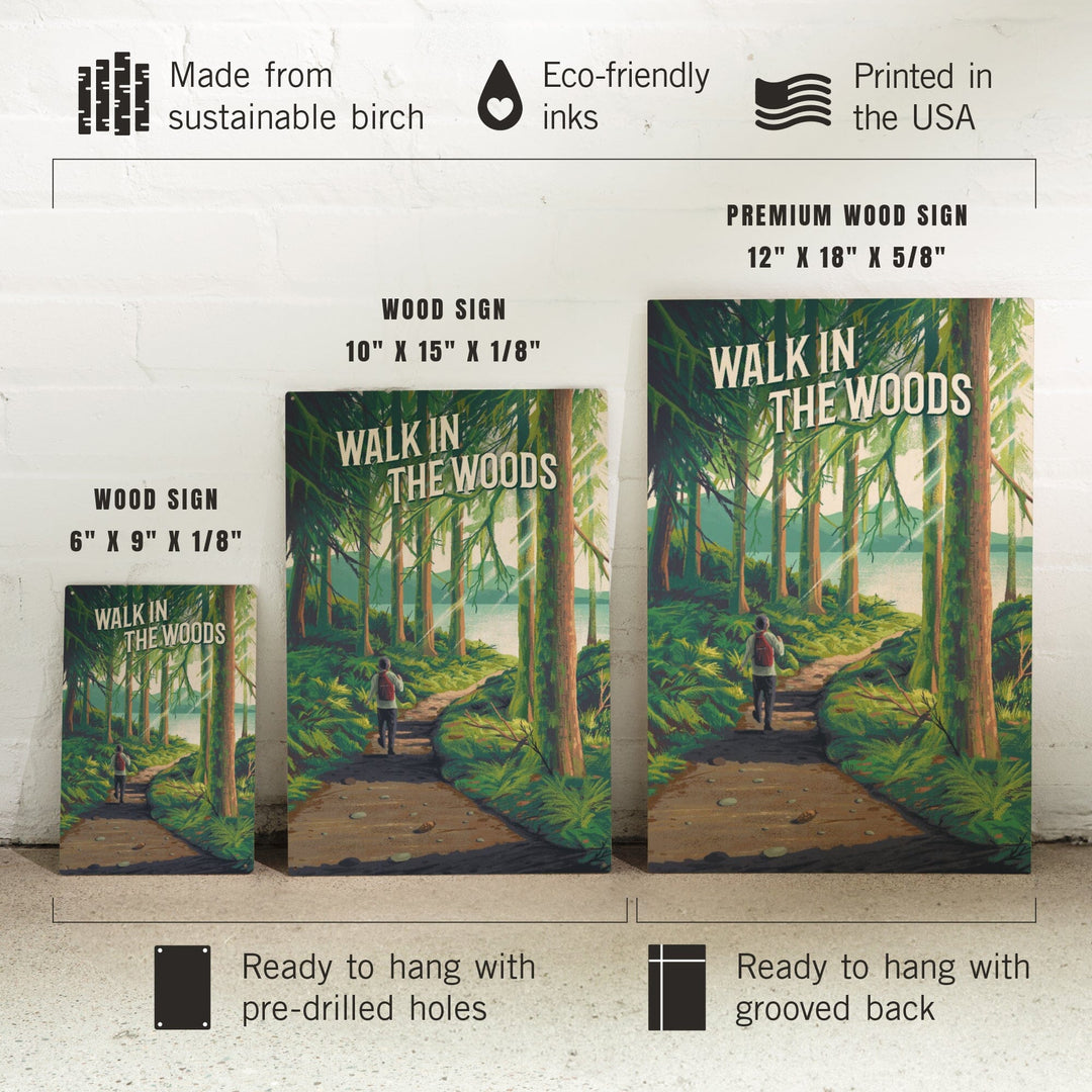 Walk in the Woods, Day Hike, Wood Signs and Postcards Wood Lantern Press
