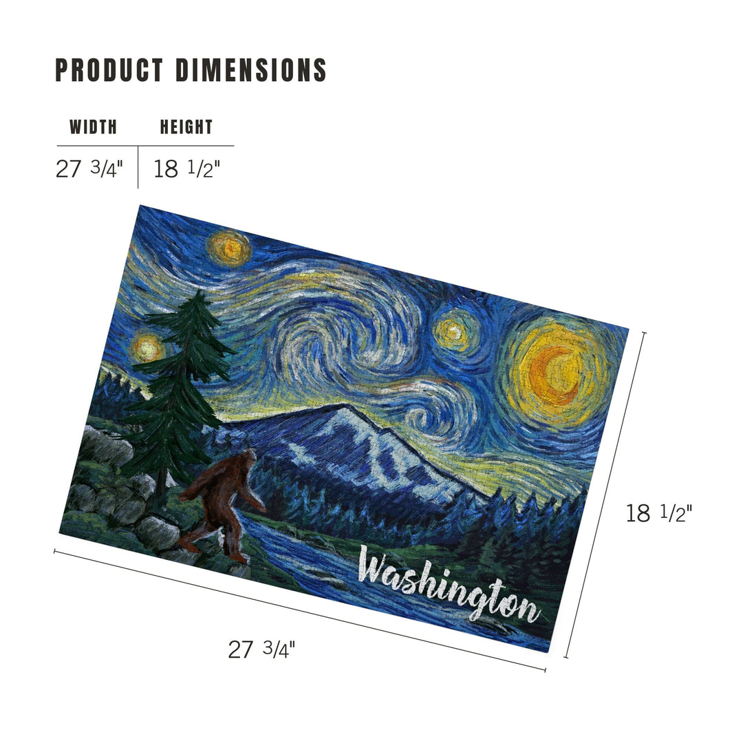 Washington, Bigfoot, Starry Night, Jigsaw Puzzle Puzzle Lantern Press