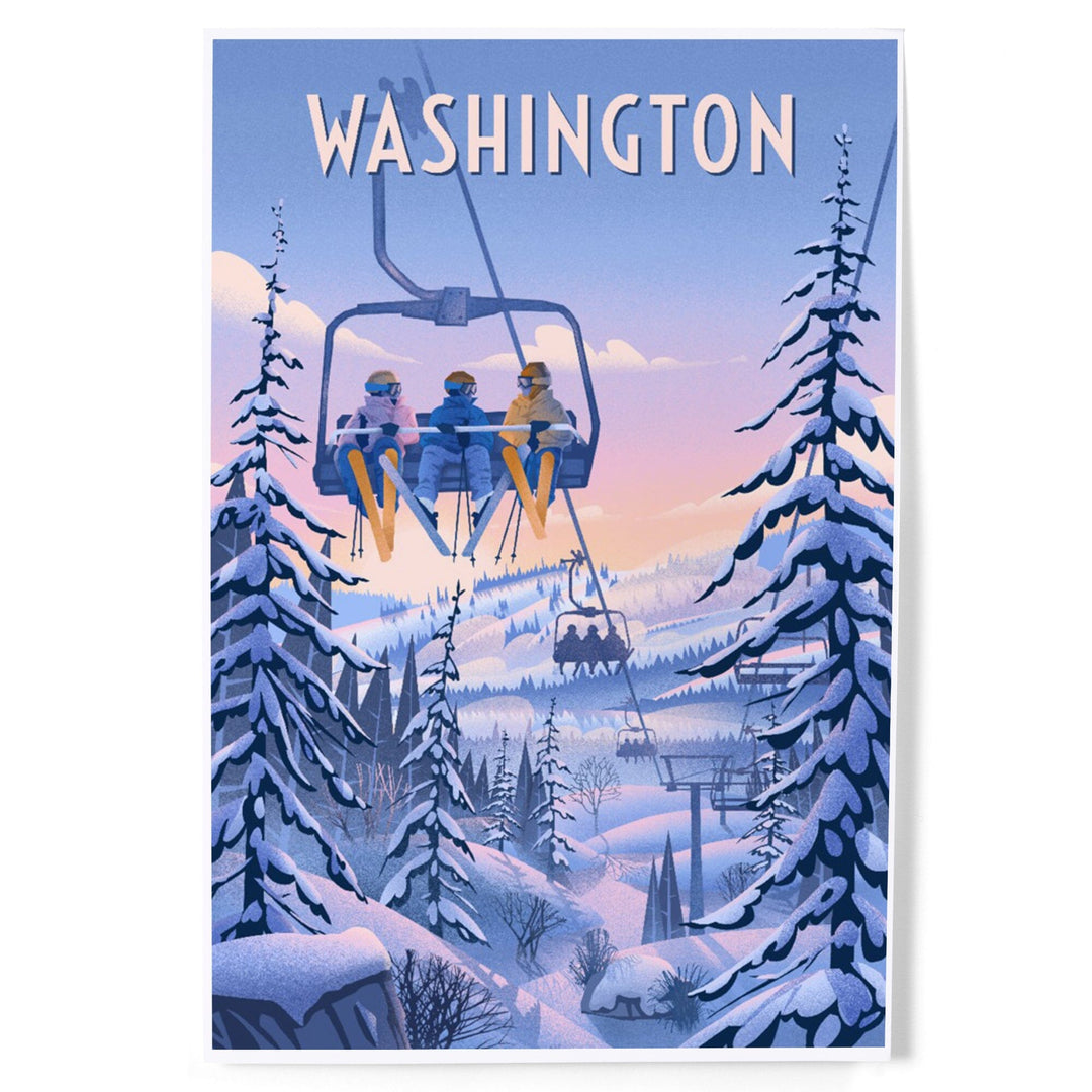 Washington, Chill on the Uphill, Ski Lift, Art & Giclee Prints Art Lantern Press