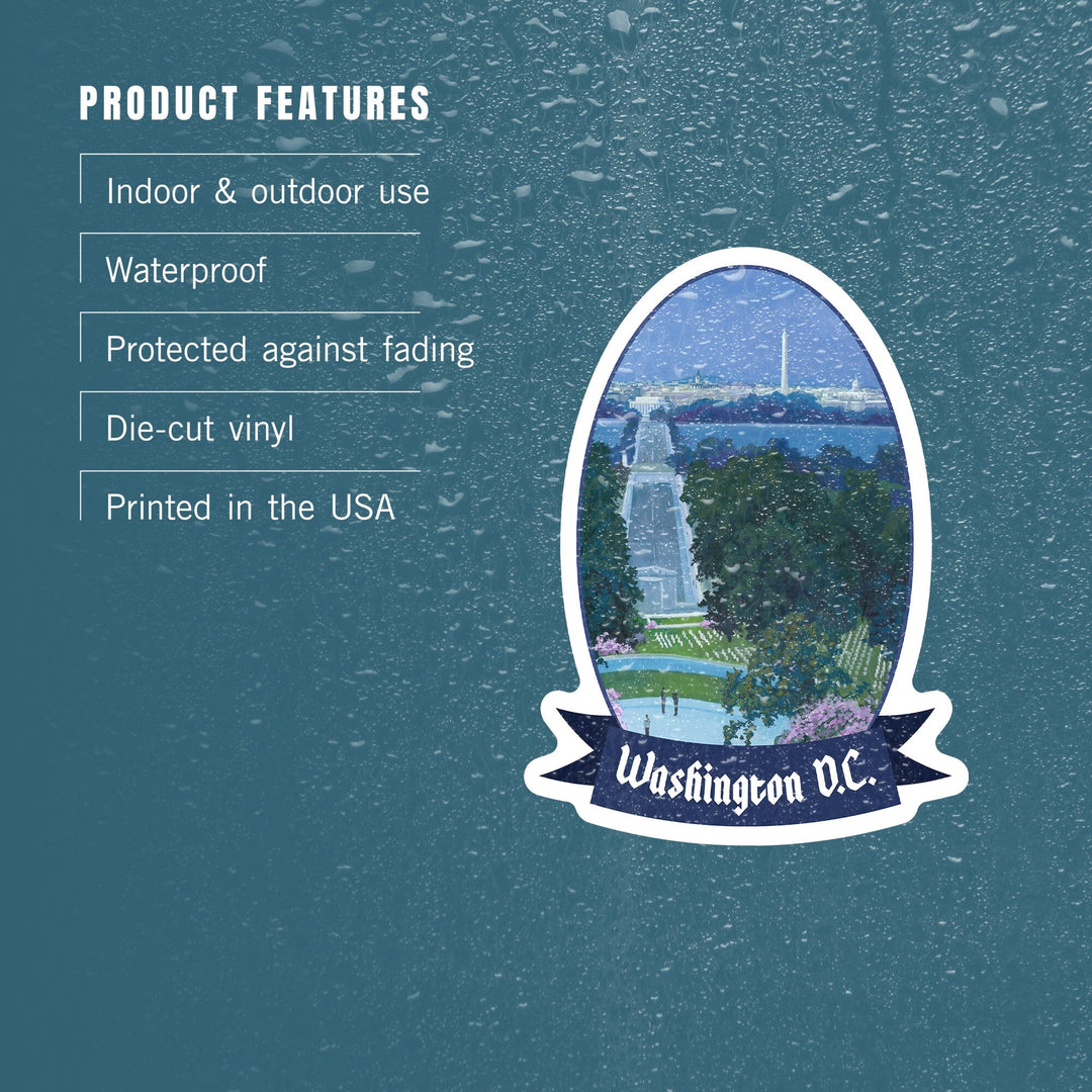 Washington, D.C., Arlington National Cemetery, Contour, Vinyl Sticker Sticker Lantern Press