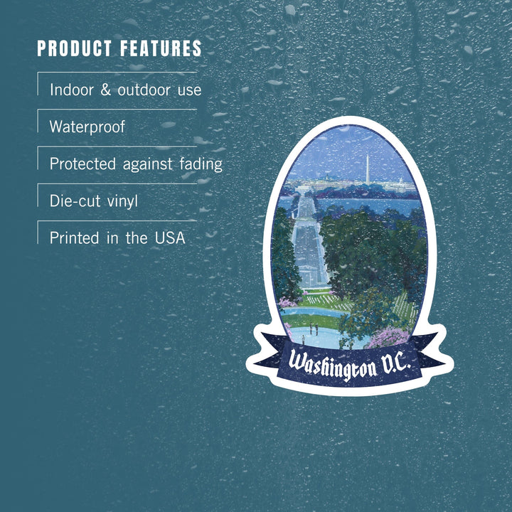 Washington, D.C., Arlington National Cemetery, Contour, Vinyl Sticker Sticker Lantern Press