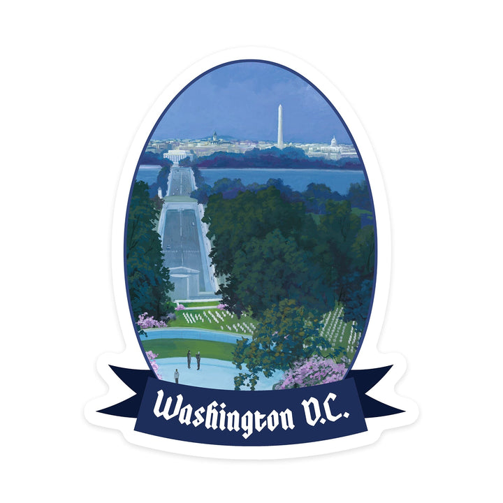 Washington, D.C., Arlington National Cemetery, Contour, Vinyl Sticker Sticker Lantern Press