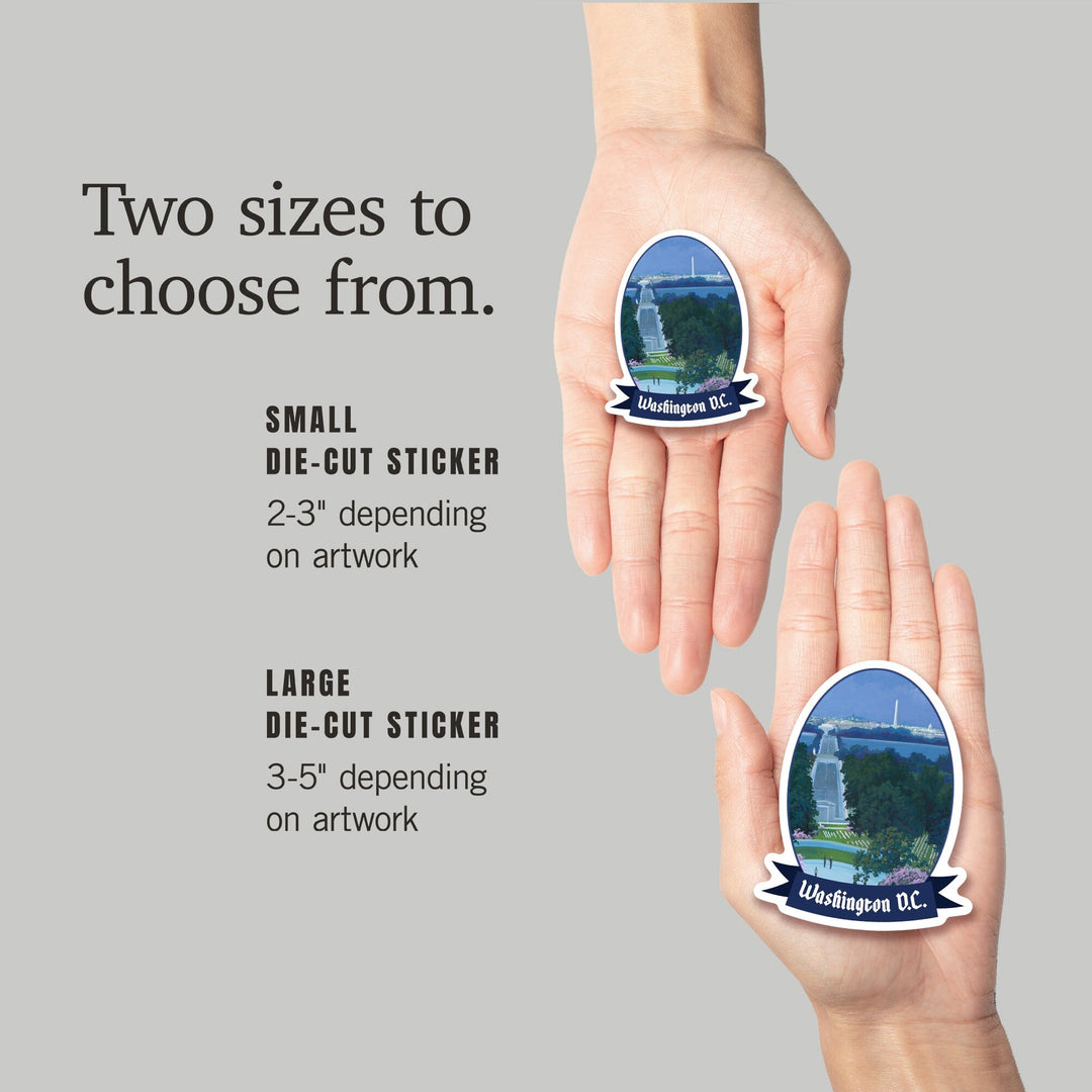 Washington, D.C., Arlington National Cemetery, Contour, Vinyl Sticker Sticker Lantern Press