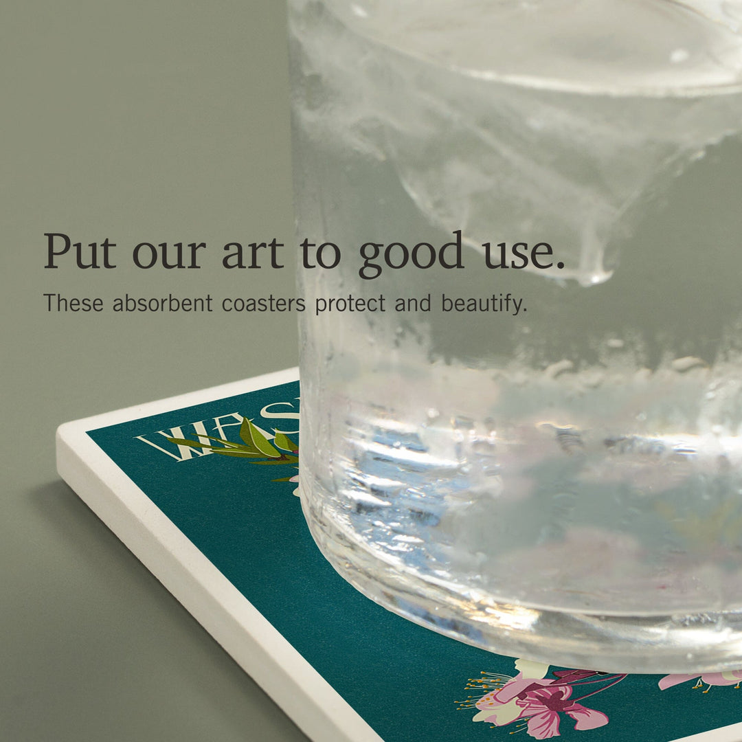 Washington DC, Cherry Blossoms, Coasters Coasters Lantern Press