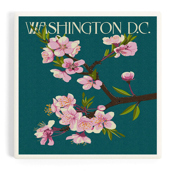 Washington DC, Cherry Blossoms, Coasters Coasters Lantern Press