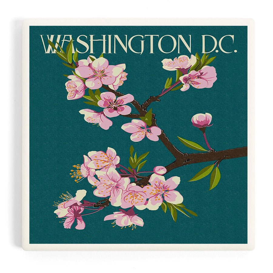 Washington DC, Cherry Blossoms, Coasters Coasters Lantern Press
