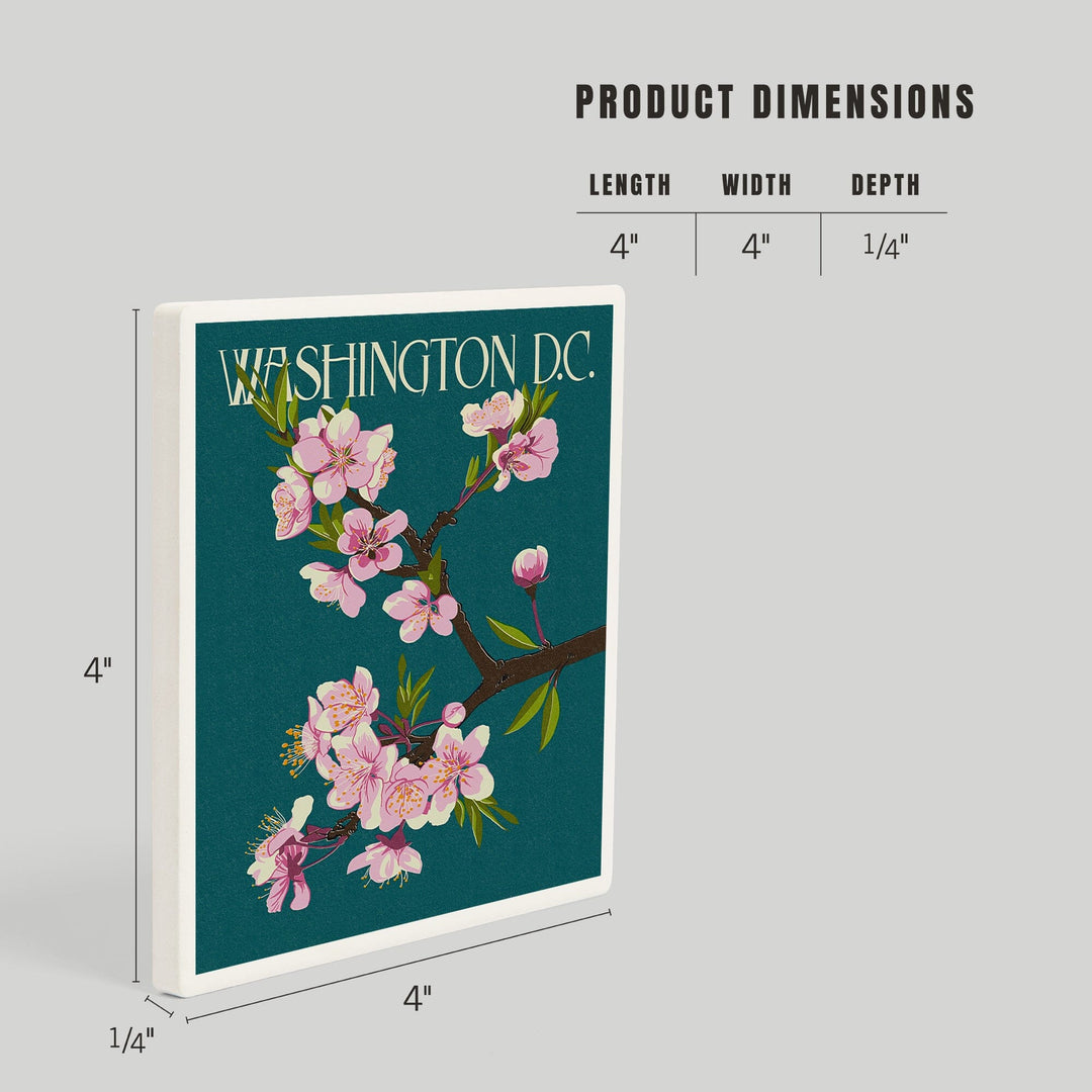 Washington DC, Cherry Blossoms, Coasters Coasters Lantern Press
