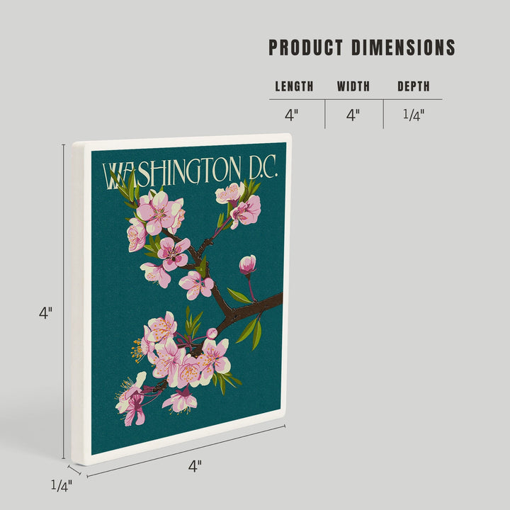 Washington DC, Cherry Blossoms, Coasters Coasters Lantern Press
