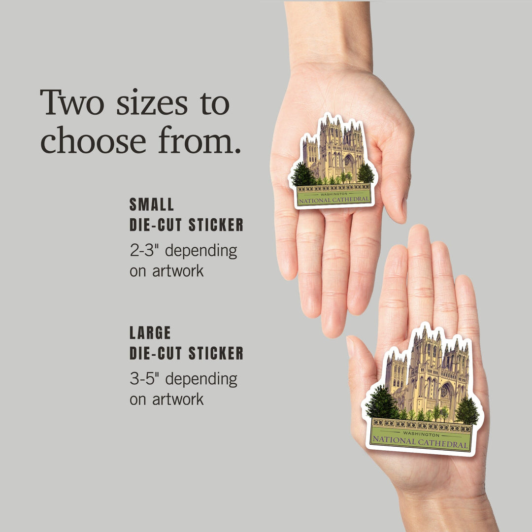 Washington, DC, National Cathedral, Contour, Lantern Press Artwork, Vinyl Sticker Sticker Lantern Press