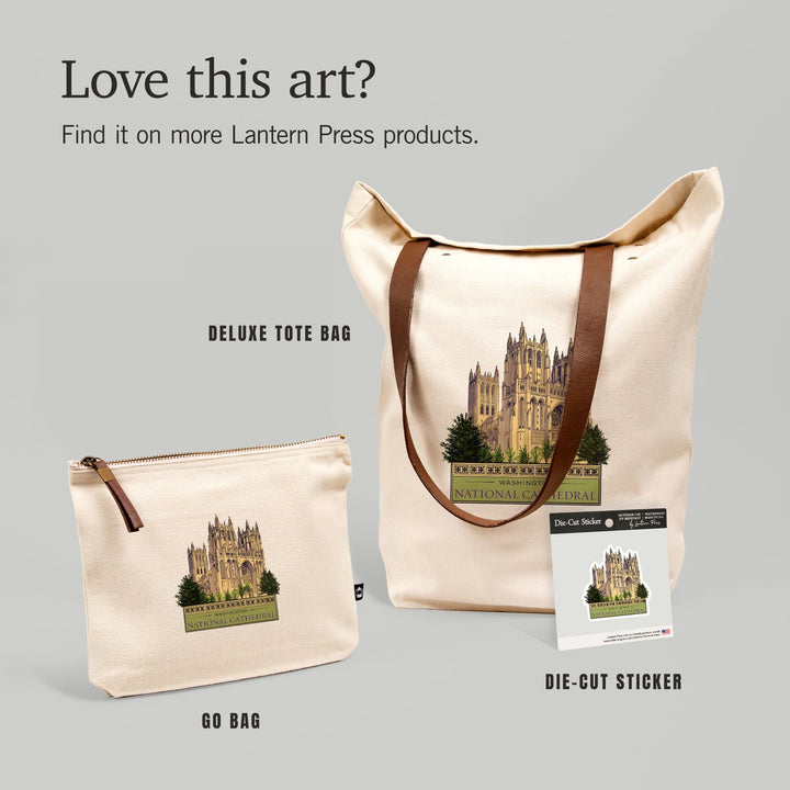 Washington, DC, National Cathedral, Contour, Lantern Press Artwork, Vinyl Sticker Sticker Lantern Press