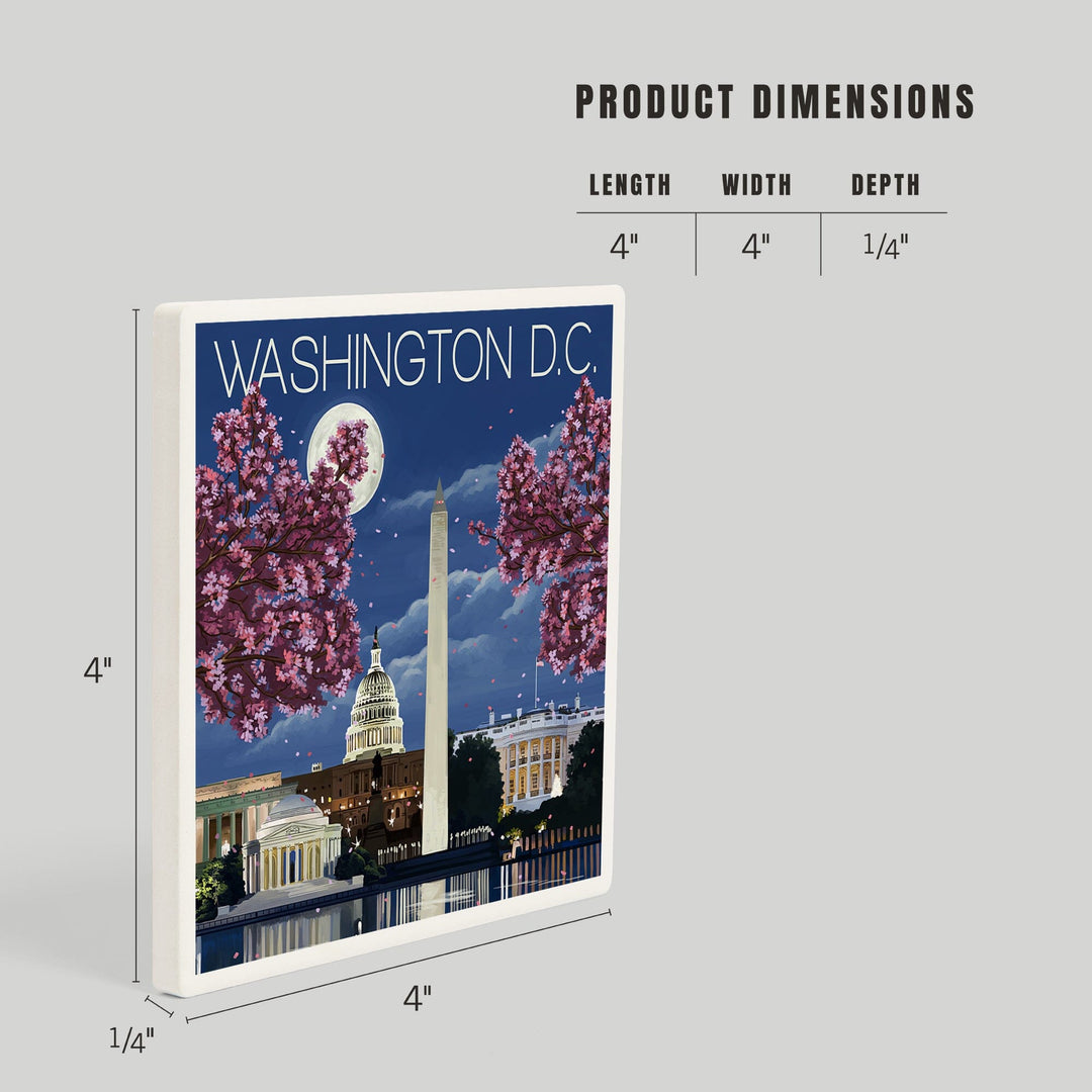 Washington, DC, Night Scene, Coasters Coasters Lantern Press