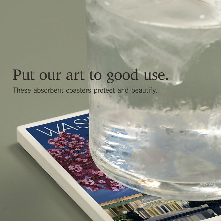 Washington, DC, Night Scene, Coasters Coasters Lantern Press