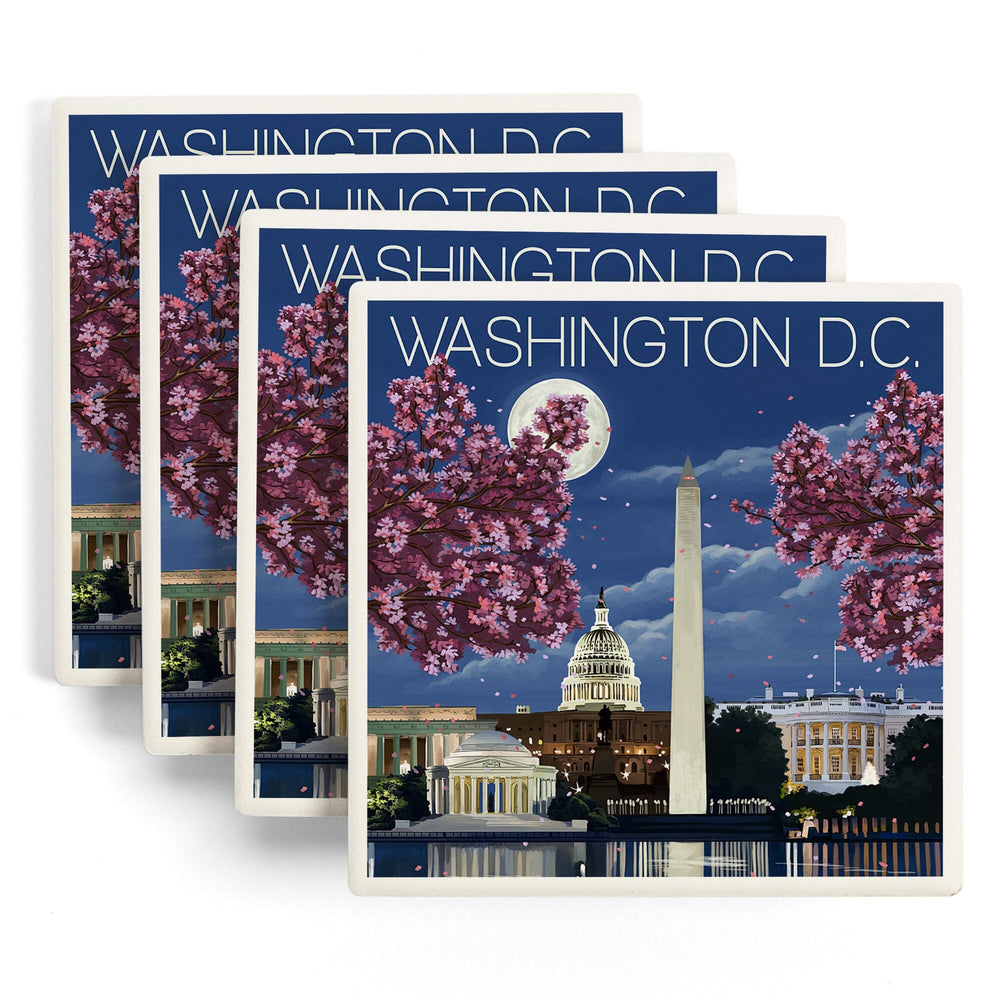 Washington, DC, Night Scene, Coasters Coasters Lantern Press