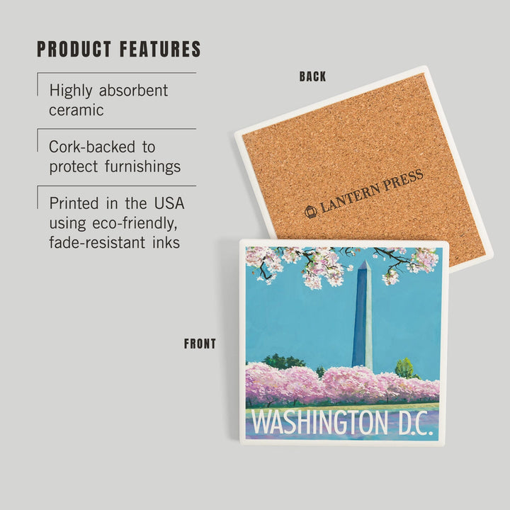 Washington DC, Washington Monument, Coasters Coasters Lantern Press