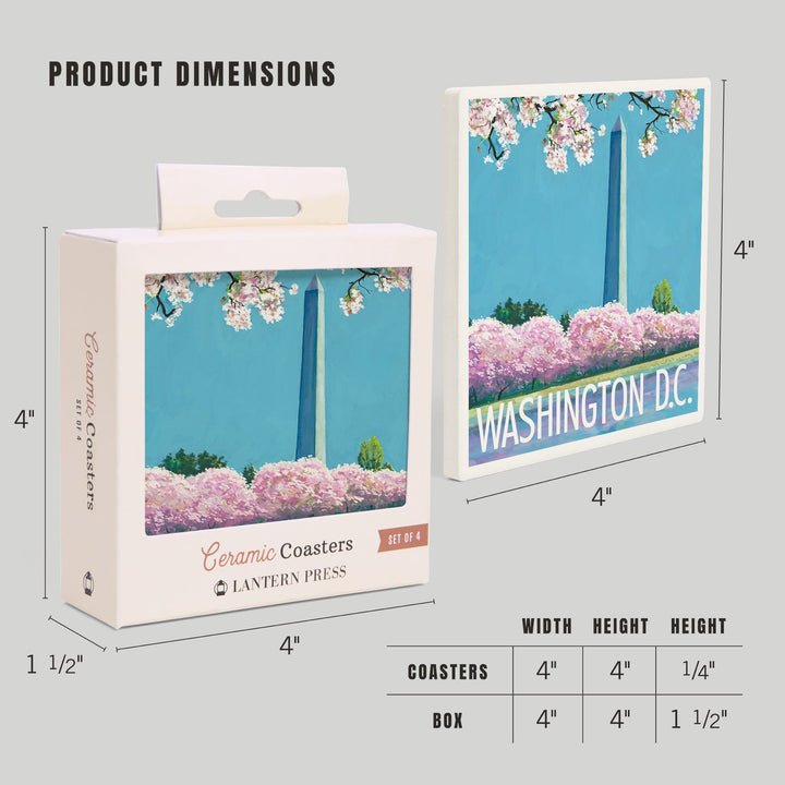 Washington DC, Washington Monument, Coasters Coasters Lantern Press