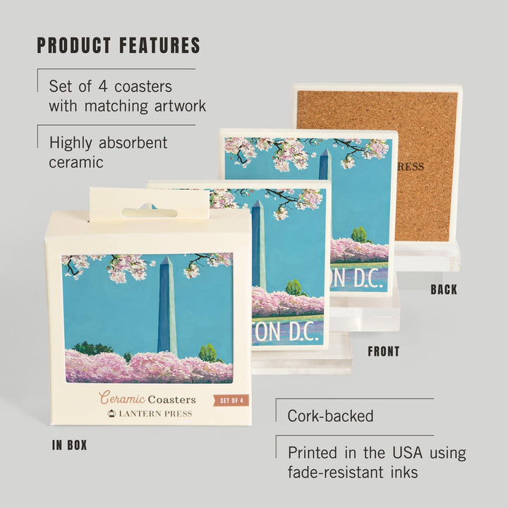 Washington DC, Washington Monument, Coasters Coasters Lantern Press