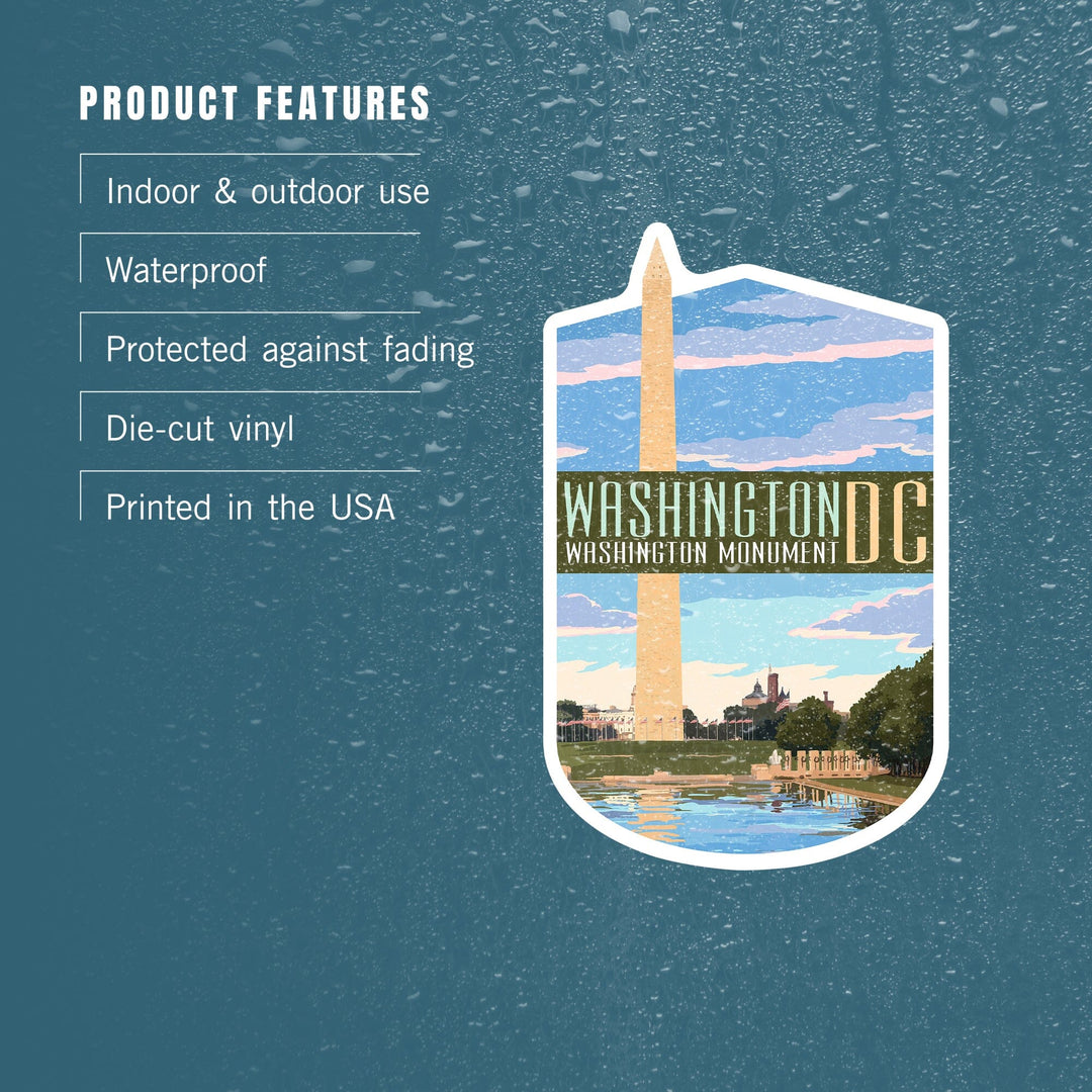 Washington, DC, Washington Monument, Contour, Vinyl Sticker Sticker Lantern Press