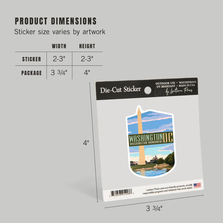 Washington, DC, Washington Monument, Contour, Vinyl Sticker Sticker Lantern Press