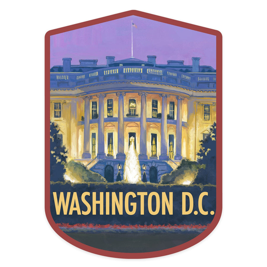 Washington, DC, White House, Contour, Lantern Press Artwork, Vinyl Sticker Sticker Lantern Press