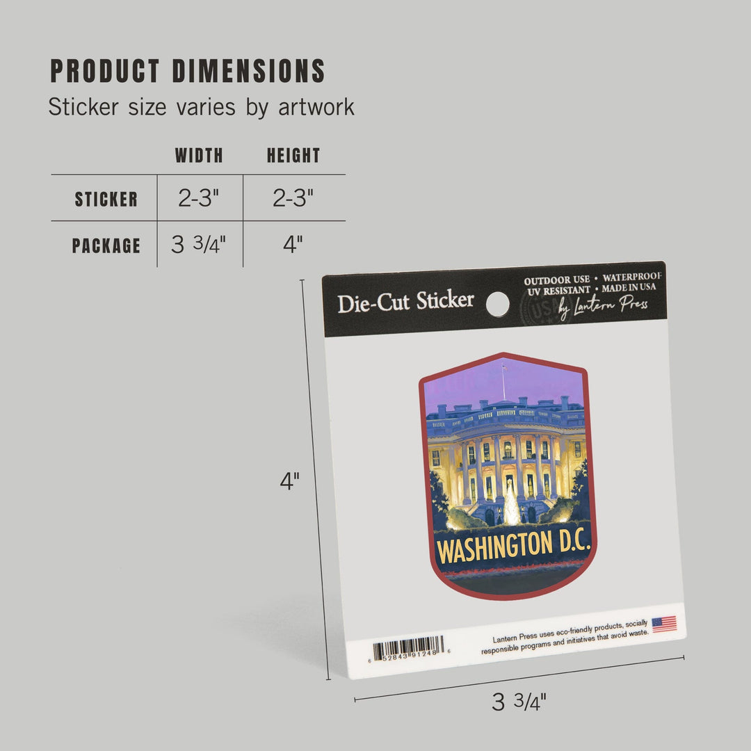 Washington, DC, White House, Contour, Lantern Press Artwork, Vinyl Sticker Sticker Lantern Press