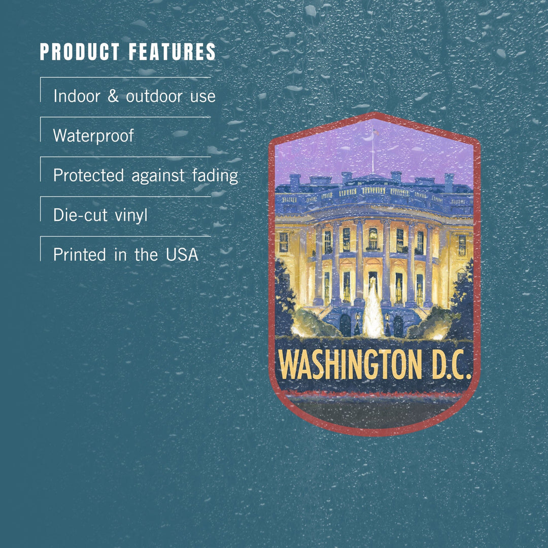 Washington, DC, White House, Contour, Lantern Press Artwork, Vinyl Sticker Sticker Lantern Press
