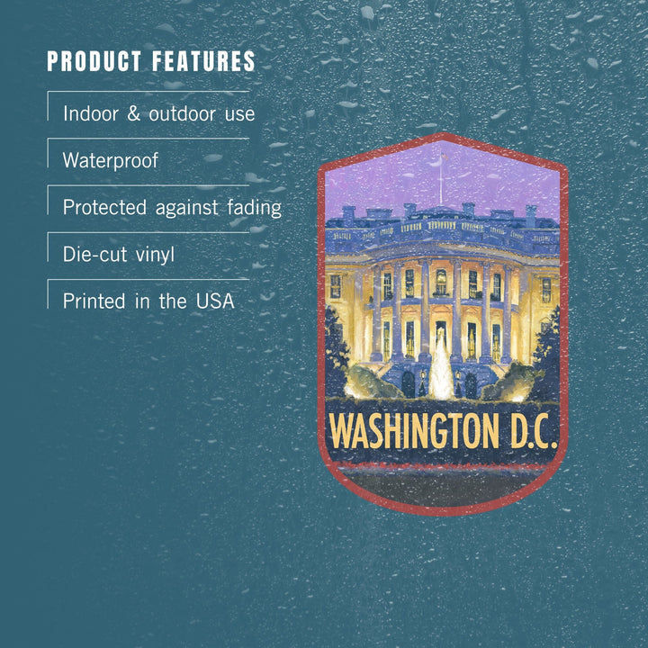 Washington, DC, White House, Contour, Lantern Press Artwork, Vinyl Sticker Sticker Lantern Press