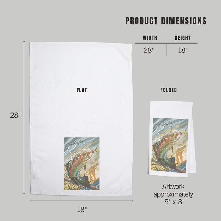 Washington, Fishing, Underwater Trout, Organic Cotton Kitchen Tea Towels Kitchen Lantern Press
