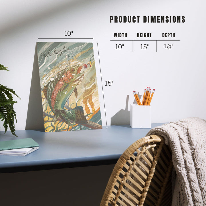 Washington, Fishing, Underwater Trout, Wood Signs and Postcards Wood Lantern Press