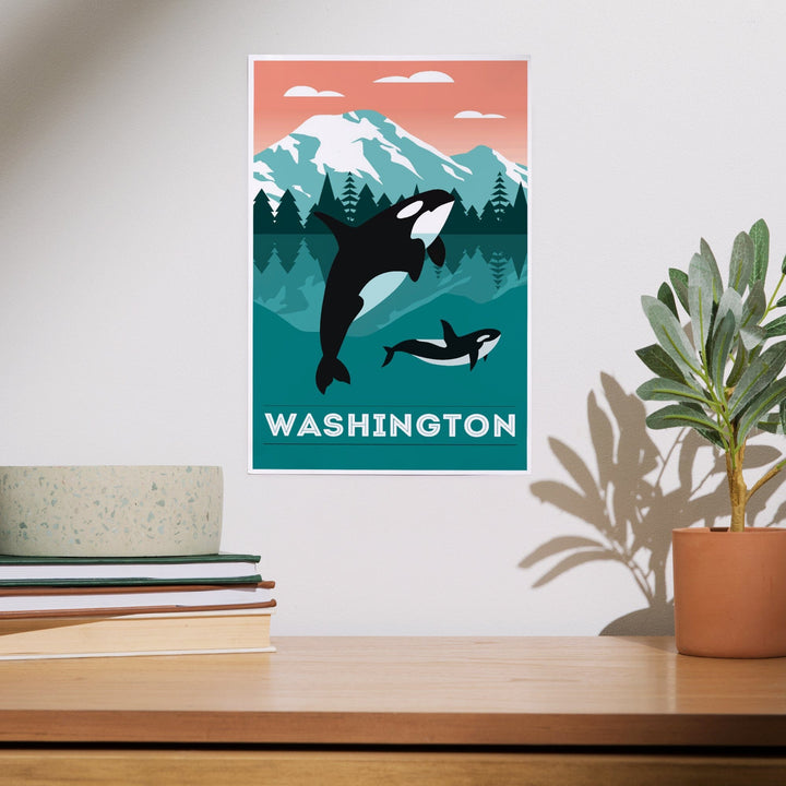 Washington, Orca Whale and Calf, Go Freestyle, Art & Giclee Prints Art Lantern Press