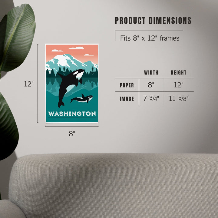 Washington, Orca Whale and Calf, Go Freestyle, Art & Giclee Prints Art Lantern Press