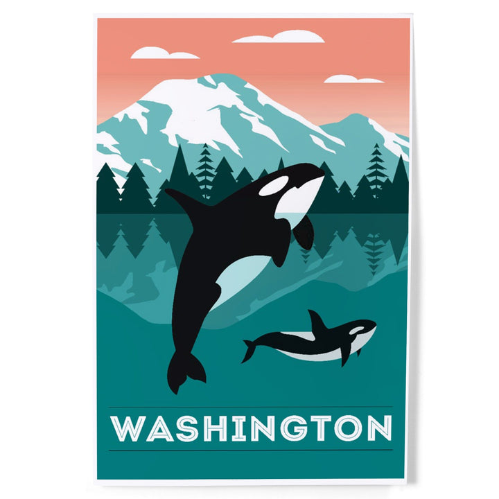Washington, Orca Whale and Calf, Go Freestyle, Art & Giclee Prints Art Lantern Press