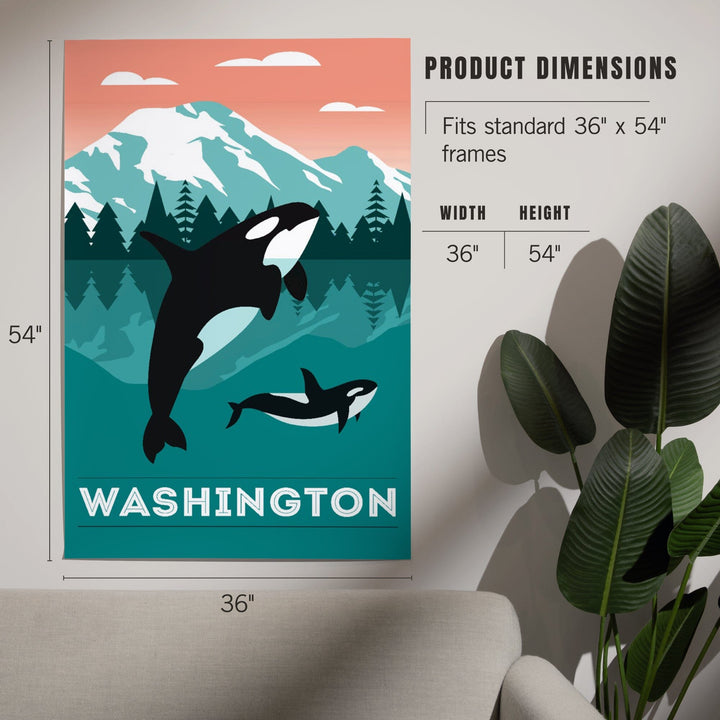 Washington, Orca Whale and Calf, Go Freestyle, Art & Giclee Prints Art Lantern Press