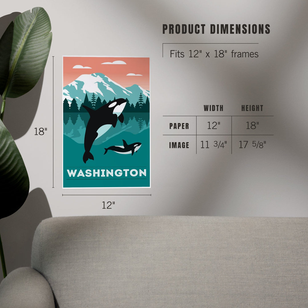 Washington, Orca Whale and Calf, Go Freestyle, Art & Giclee Prints Art Lantern Press