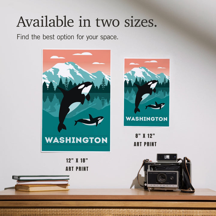 Washington, Orca Whale and Calf, Go Freestyle, Art & Giclee Prints Art Lantern Press