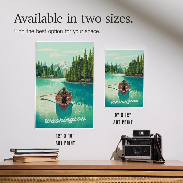 Washington, Quiet Explorer, Boating, Mountain, Art & Giclee Prints Art Lantern Press