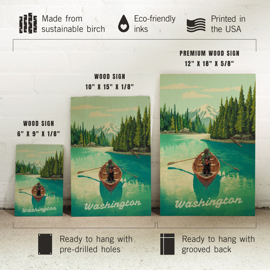 Washington, Quiet Explorer, Boating, Mountain, Wood Signs and Postcards Wood Lantern Press