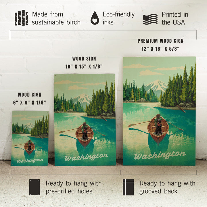 Washington, Quiet Explorer, Boating, Mountain, Wood Signs and Postcards Wood Lantern Press