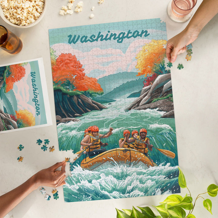 Washington, Seek Adventure, River Rafting, Jigsaw Puzzle Puzzle Lantern Press