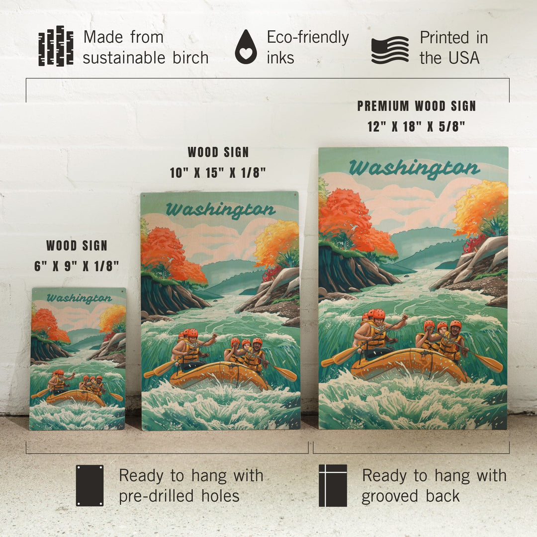 Washington, Seek Adventure, River Rafting, Wood Signs and Postcards Wood Lantern Press