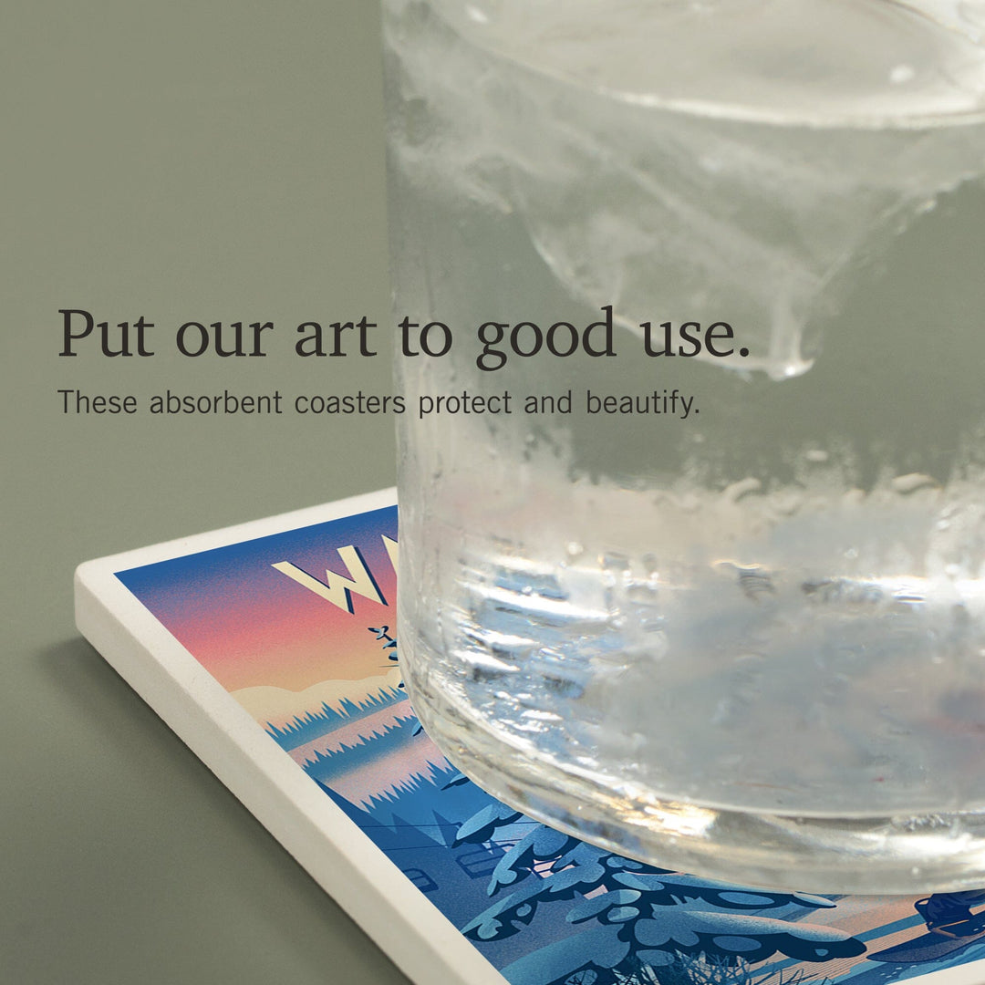 Washington, Shred the Gnar, Snowboarding, Coasters Coasters Lantern Press