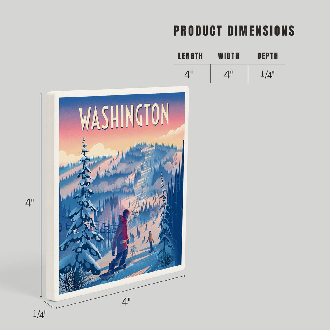 Washington, Shred the Gnar, Snowboarding, Coasters Coasters Lantern Press